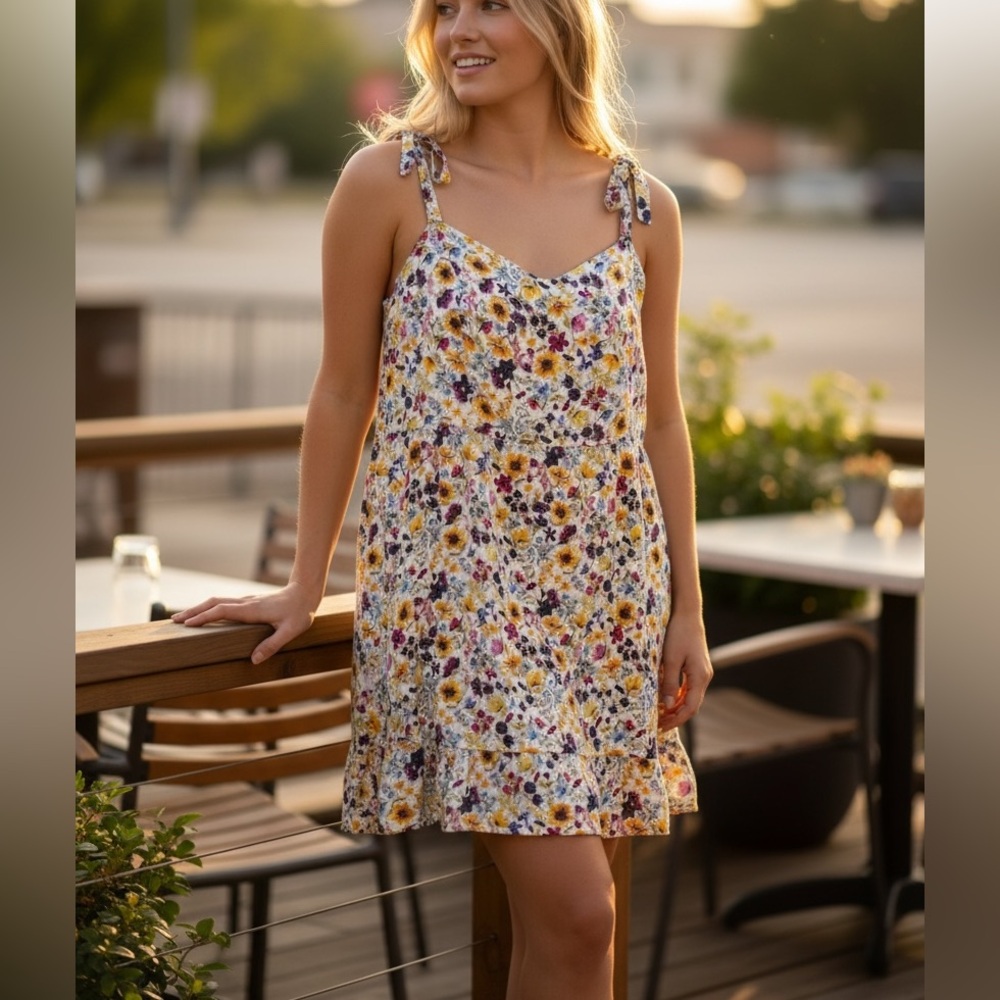 Old Navy White Floral Tie-Shoulder Mini Dress